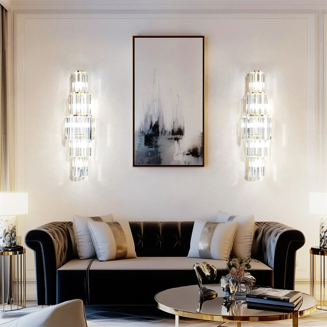 Modern Crystal Wall Lamp 3-Layer Wall Crystal Sconce Light E14 Led Corn Lights