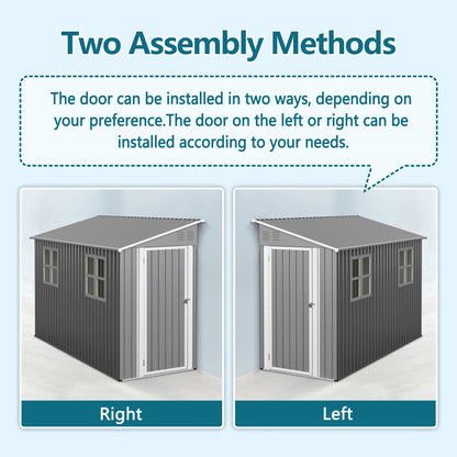 4x10 FT Galvanized Steel Outdoor Shed – Weatherproof Lockable Storage for Tools, Bikes & Pets w/Sloping Roof & Window