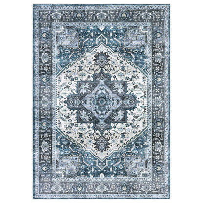 Washable Area Rugs 8x10 Living Room Rug Vintage Medallion  Soft Floor Cover Low Pile Non-Slip