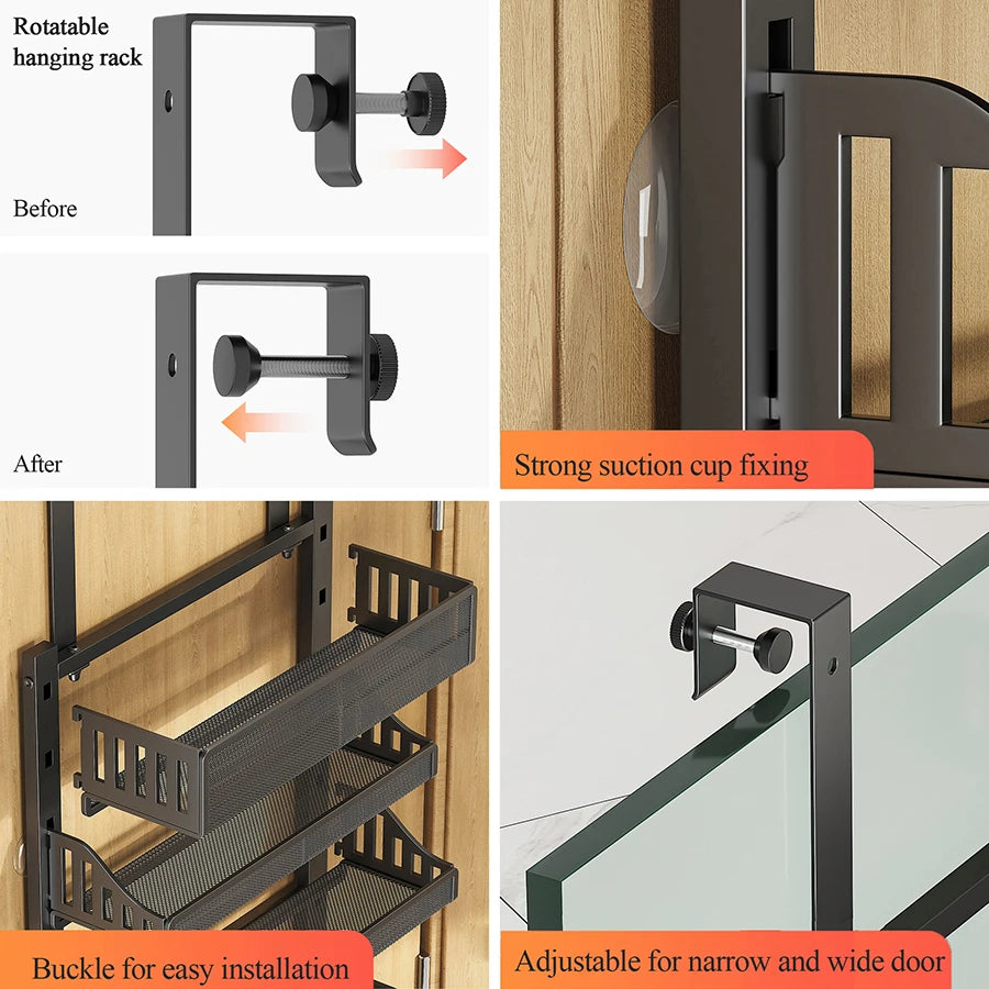 Over The Door Pantry Organizer, 10-Tier Pantry Door Hanging Heavy-Duty Carbon Steel Storage Rack Organizer For Kitchen Spice