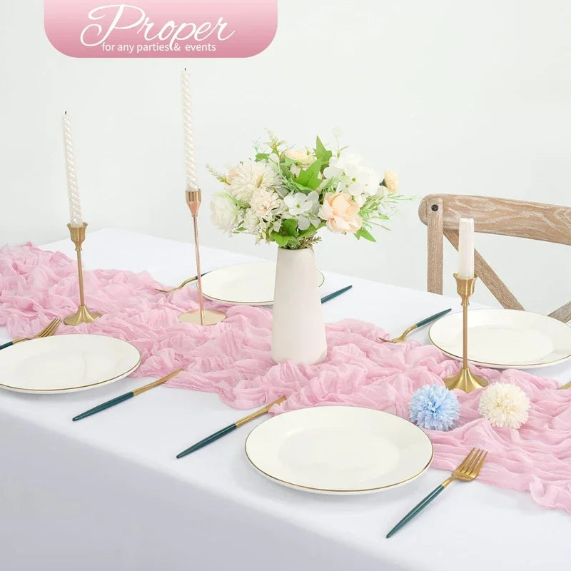 1pc Cheesecloth Table Runner,Country Style Gauze Cheese Cloth Tablecloth For Wedding,Bridal Shower,Baby Shower,Birthday Party