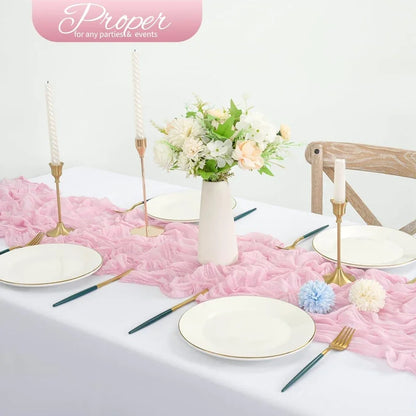 1pc Cheesecloth Table Runner,Country Style Gauze Cheese Cloth Tablecloth For Wedding,Bridal Shower,Baby Shower,Birthday Party