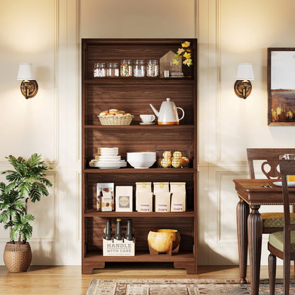 6-Tier Bookcase, 71 Inches Industrial Bookshelves and Bookcases, Floor Standing 5 Shelf Display Storage Shelves