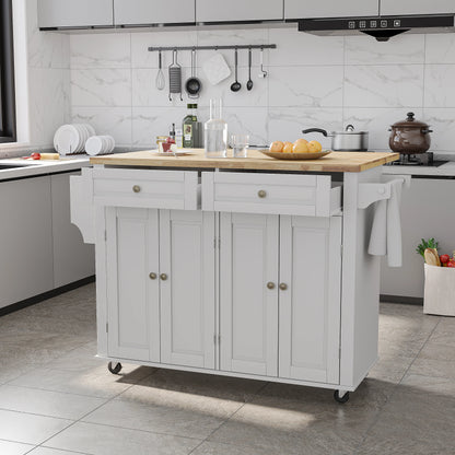 Rolling Kitchen Island with Drop Leaf – Movable Kitchen Carts on Wheels Island with Storage Cabinet