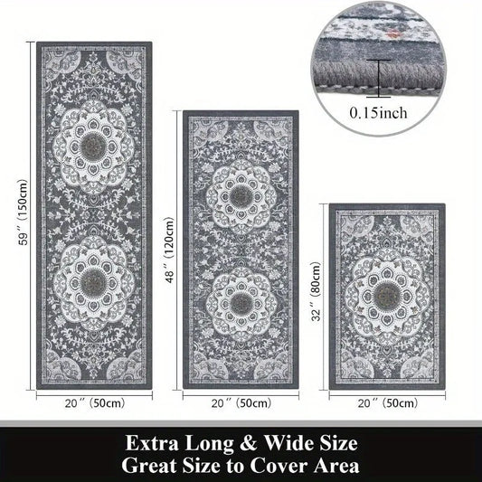 3 pcs set floor mat Bohemian style rugs kitchen carpet Non-slip comfortable washable kitchen decoration office bedroom corridor