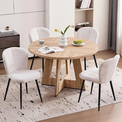 Dining Chairs Set of 4, Modern Chenille Upholstered Kitchen Chairs with Metal Legs, Ergonomic Wingback Design Armless Chair