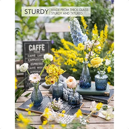 Small Blue Glass Bud Vases