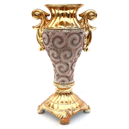 Ambrose Chrome Plated Crystal Embellished Ceramic Vase