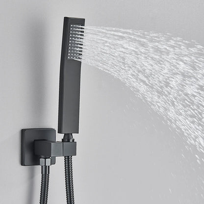 Black Concealed Shower System Rain Waterfall Bathroom Embedded Shower Faucet Set with Tub Spout