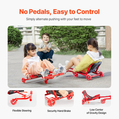132/198lbs Kids Ride on Scooter Swing Side-to-Side Powered by Zig-Zag Motion Drifting Outdoor Sport Toys for Children