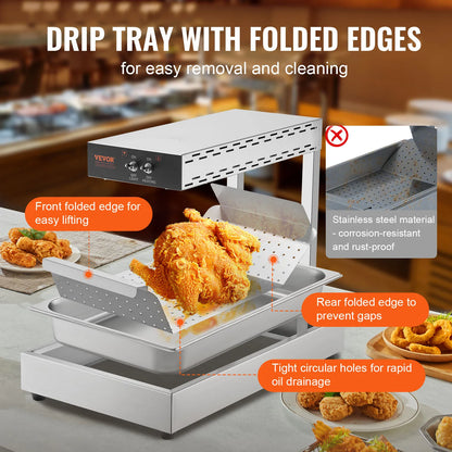 750W French Fry Food Warmer Commercial Food Heating Lamp