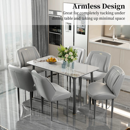 2Pcs PU Leather Dining Chairs Armless Wide Back Modern Accent Chairs for Dining Room Kitchen Suitable for All Tables