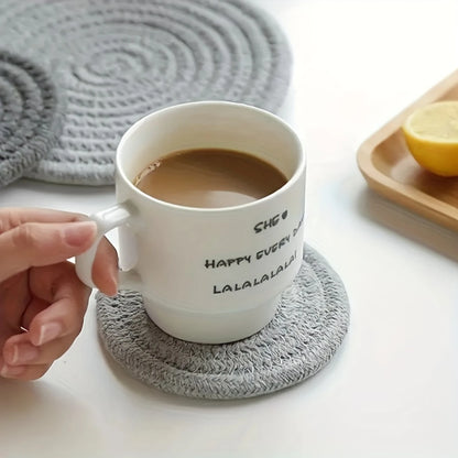 Cotton Woven Coaster, Japanese Hand-woven Thread Rope Placemat, Household Table Heat Insulation Table Mat, Office Desktop Coaste
