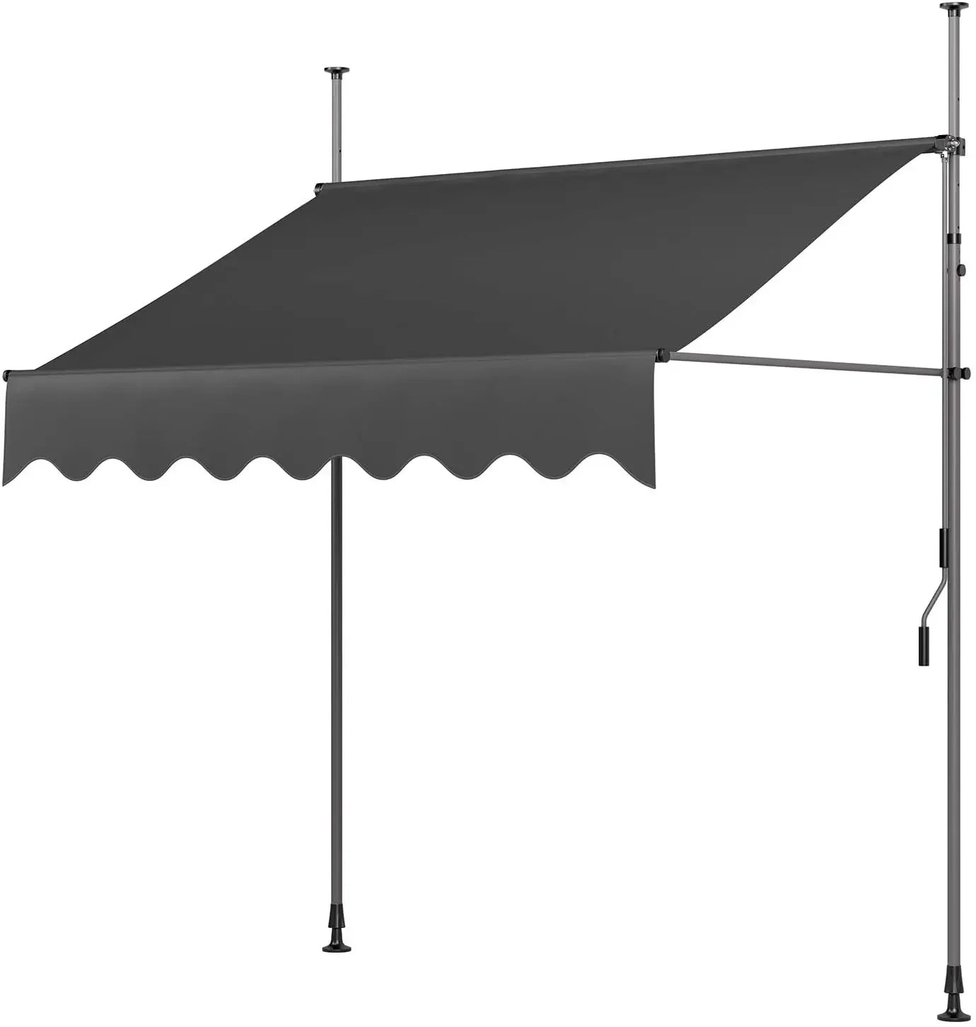 Awning Balcony Patio Retractable Awning UV50+ Sun Shade Awning Clamp Garden Sun Protection with Hand Crank Without Drilling