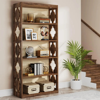 6-Tier Bookcase, 70-Inch Tall Bookshelf with Storage Shelves, Open Bookcase Display Shelving Unit for Living Room, Bedroom