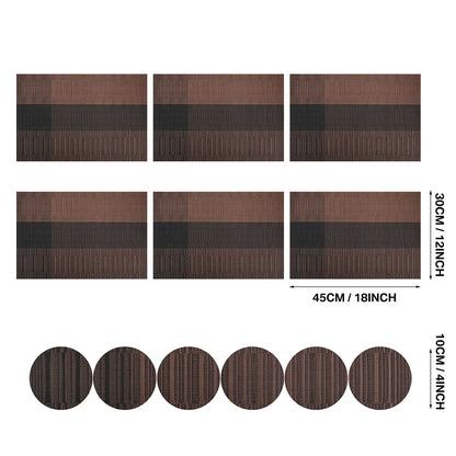 Woven Vinyl Placemats Set Place Mats Crossweave Non-Slip Washable Table Mats for Dining Table Kitchen Reataurant Decor Coasters