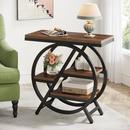 End Table for Living Room, 3-Tier Narrow Side Table with Storage