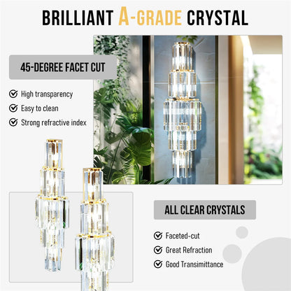 Modern Crystal Wall Lamp 3-Layer Wall Crystal Sconce Light E14 Led Corn Lights