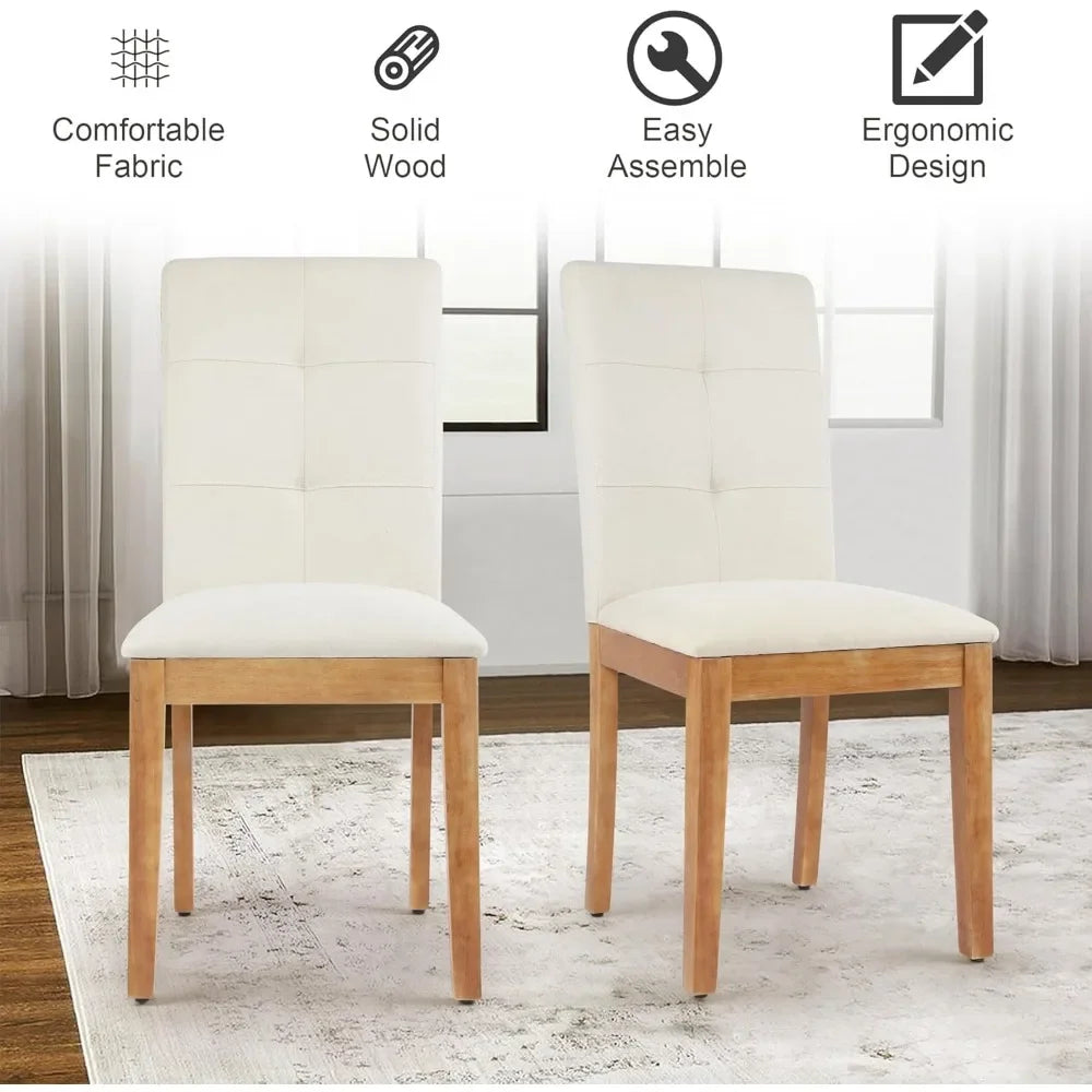 Dining Chairs , Modern Upholstered Fabric Dining Room Chairs, Armless Kitchen Chairs with Wood Legs and Padded Seat