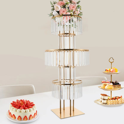 5 Tiers Gold Wedding Centerpieces Flower Stand Vase Centerpiece Acrylic Flower Stand with Hanging Acrylic