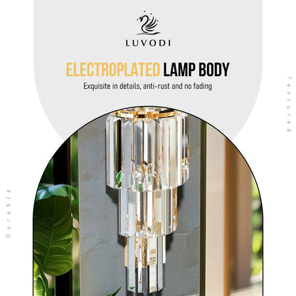 Modern Crystal Wall Lamp 3-Layer Wall Crystal Sconce Light E14 Led Corn Lights