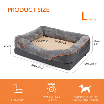 Jumbo Large Orthopedic Dog Bed Memory Foam Pet Sofa Couch Waterproof Elevated Cushion  Removable Cover