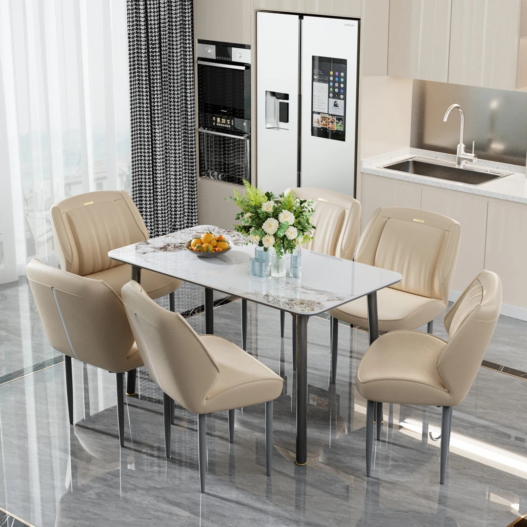 2Pcs PU Leather Dining Chairs Armless Wide Back Modern Accent Chairs for Dining Room Kitchen Suitable for All Tables