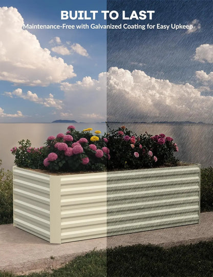 6x3x2 8x4x2ft Galvanized Raised Garden Bed Deep Root Planter Box for Vegetables Flowers Herbs