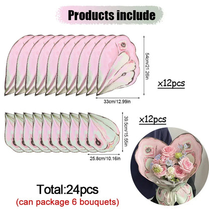 24Pcs Butterfly Wings Shape Flower Wrapping Paper Bouquets  DIY Gift Decoration Supplies
