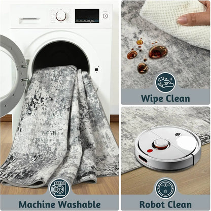 Living Room Area Rugs Soft Large Modern Abstract Area Rug, Vintage Machine Washable Non Slip Carpet , Low Pile Rugs