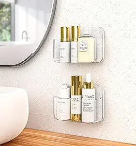 Shower shelves, Adhesive Clear Acrylic Bathroom Shower caddy Organizer, Transparent No Drilling Wall Mount Bathroom Storage