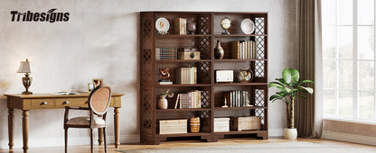 6-Tier Bookcase, 71 Inches Industrial Bookshelves and Bookcases, Floor Standing 5 Shelf Display Storage Shelves