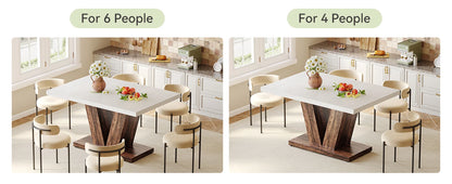 47 Inches Dining Table for 4, Modern Dining Room Tables, White Rectangle Table for Dining Room, Kitchen, Living Room