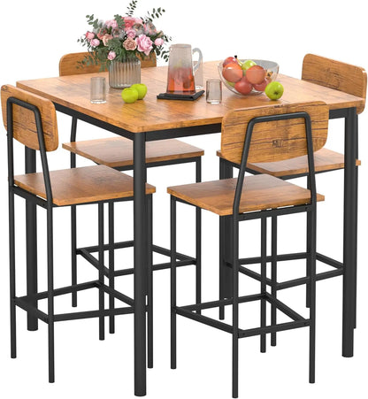Kitchen Table and Chairs of 4,Dining Table Set for 4 with Space-Saving Design,Industrial Dining Room Table Set for Family Dinner
