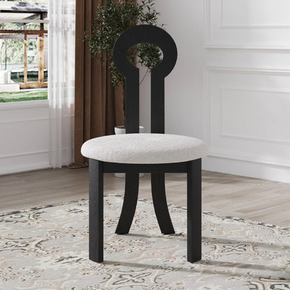 Wooden Dining Chairs Set of 2 Modern Round Dining Room Chair Comfy Fabric Upholstered Kitchen Chairs