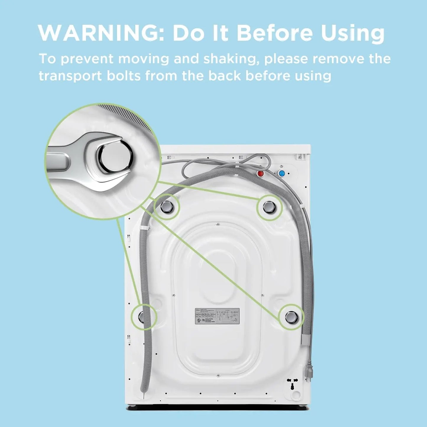 24"Washer and Dryer Combo 2.7cu.ft 26lbs Washing Machine Steam Care, Overnight Dry, No Shaking Front Load Full-Automatic