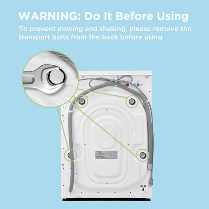 24"Washer and Dryer Combo 2.7cu.ft 26lbs Washing Machine Steam Care, Overnight Dry, No Shaking Front Load Full-Automatic