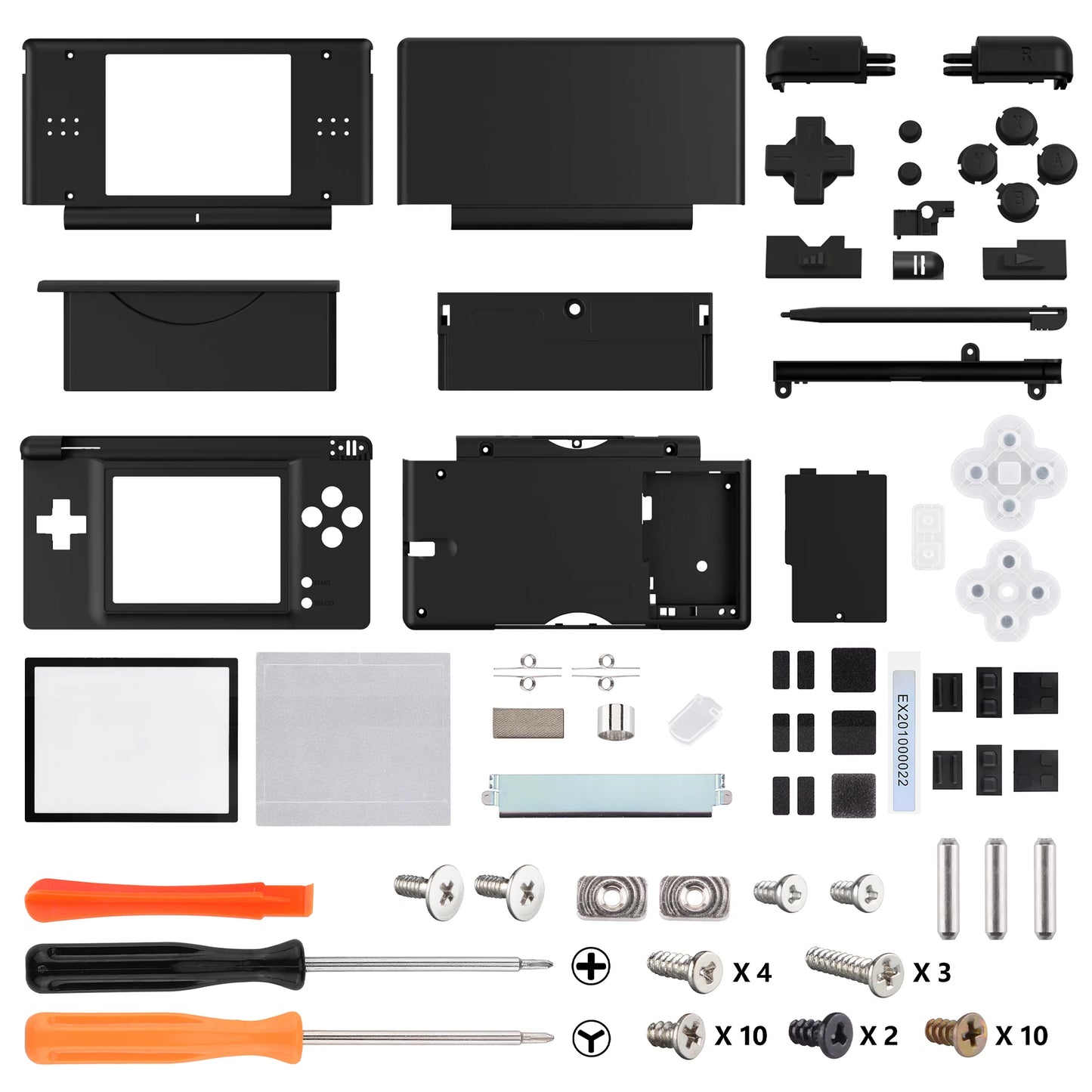 eXtremeRate Replacement Full Housing Shell for Nintendo DS Lite, Case Cover with Buttons, Screen Lens for NDSL - Single Series