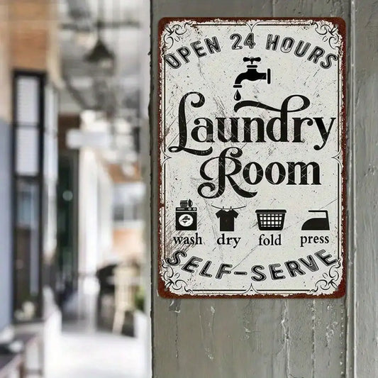 1PC Tin Sign Vintage Laundry - Self-Serve Wash Room/Retro Home Decor, 8x12 Inches/20x30 Cm