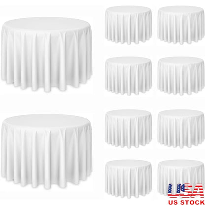 10 Pack 120 Inch Round Tablecloths Stain Resistant Wrinkle Free Polyester Washable Table Covers Perfect Weddings Parties Events
