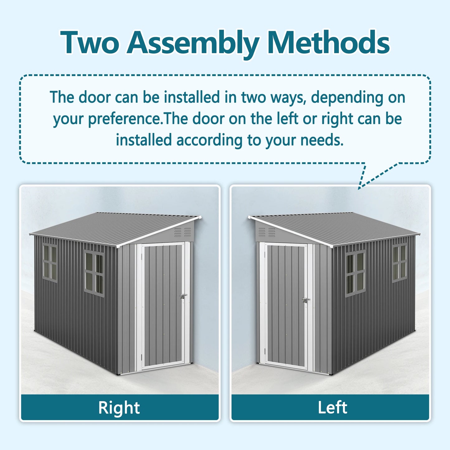 4x10 FT Galvanized Steel Outdoor Shed – Weatherproof Lockable Storage for Tools, Bikes & Pets w/Sloping Roof & Window