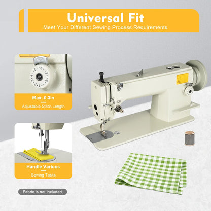 3000 Stitch/Min Industrial Sewing Machine Heavy Duty Cast Iron, 5.5 to 13mm Stitch for Thick Fabrics
