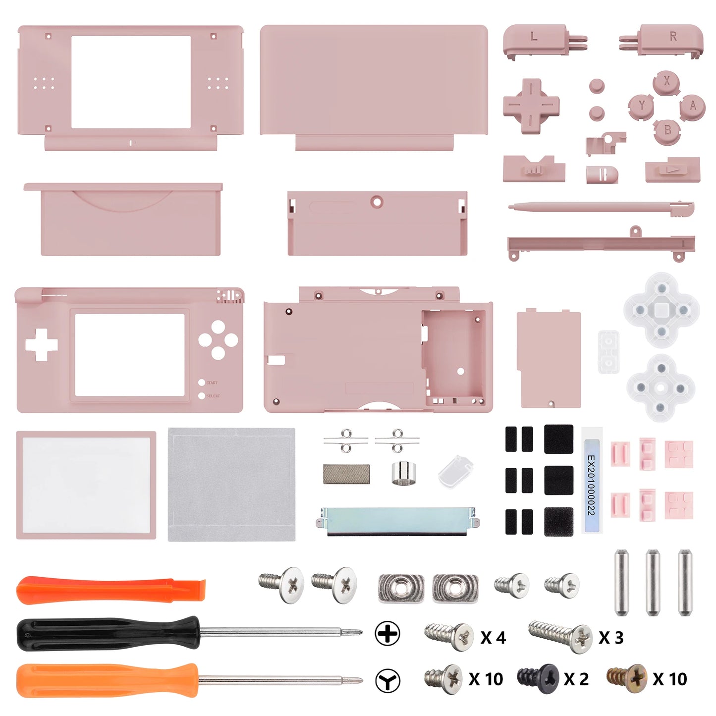 eXtremeRate Replacement Full Housing Shell for Nintendo DS Lite, Case Cover with Buttons, Screen Lens for NDSL - Single Series