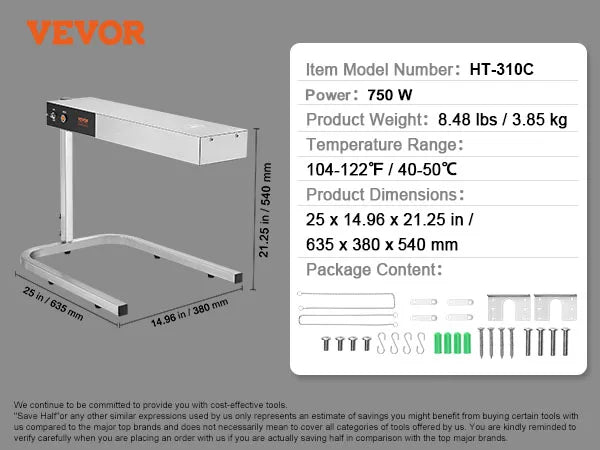 750W French Fry Food Warmer Commercial Food Heating Lamp
