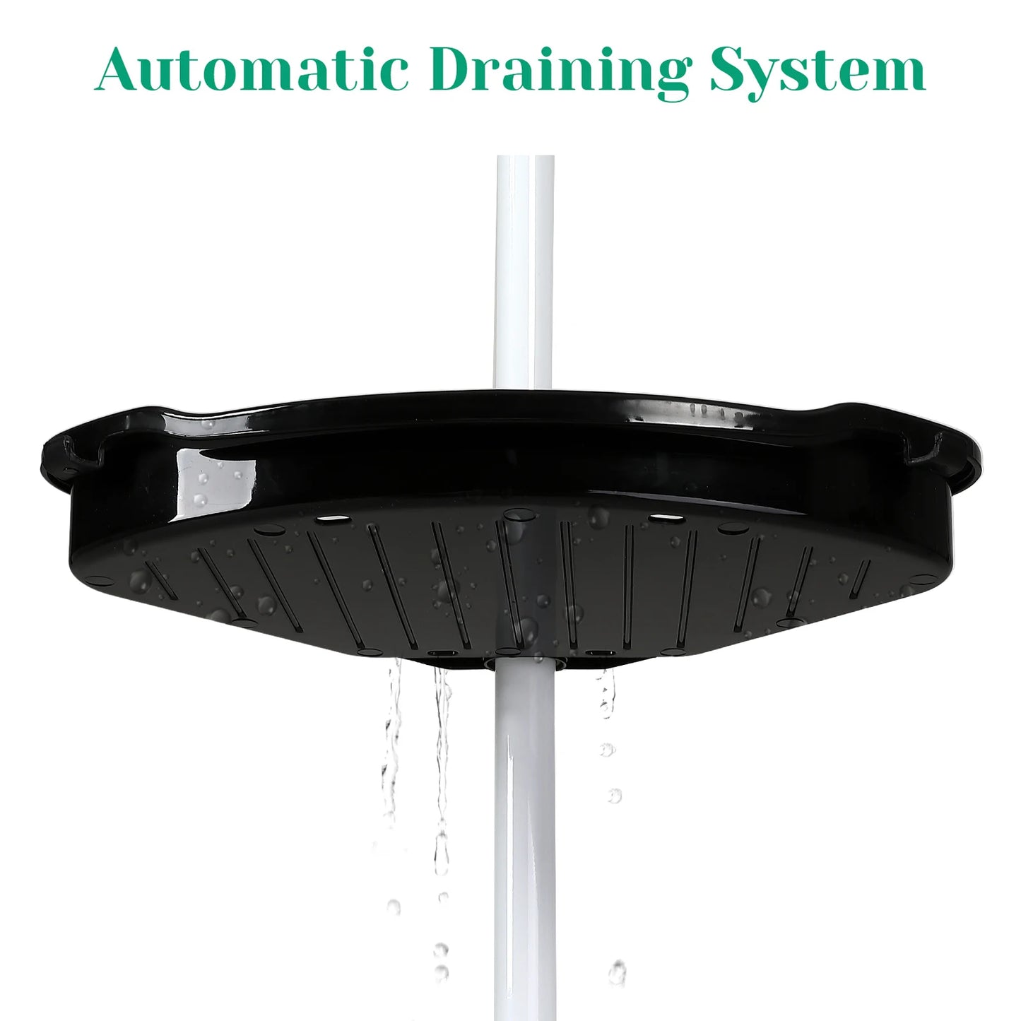 Corner Shower Caddy with Tension Pole 4-Tier Adjustable Shelves Bathroom Storage Organizer with Rubber Pad