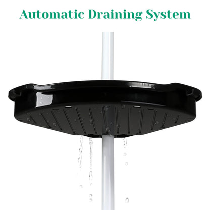 Corner Shower Caddy with Tension Pole 4-Tier Adjustable Shelves Bathroom Storage Organizer with Rubber Pad