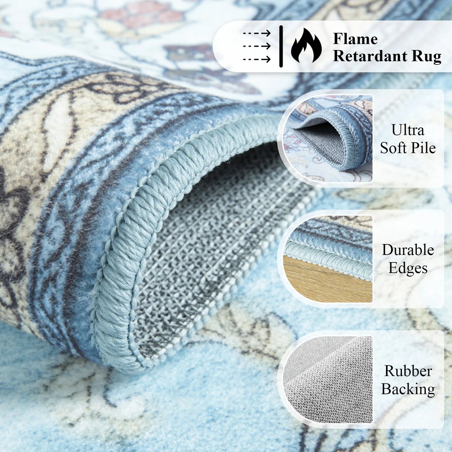 Elegant Floral Faux Wool Area Rug