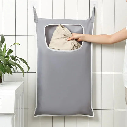 Over-the-Door Hanging Laundry Basket Wall-mounted Dirty Clothes Storage Organizer for Bathroom