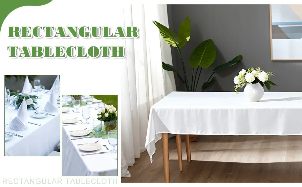 6Pcs Wrinkle Resistant Washable Polyester Table Cover ,White