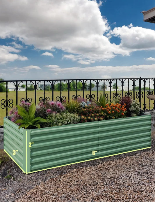 6x3x2 8x4x2ft Galvanized Raised Garden Bed Deep Root Planter Box for Vegetables Flowers Herbs